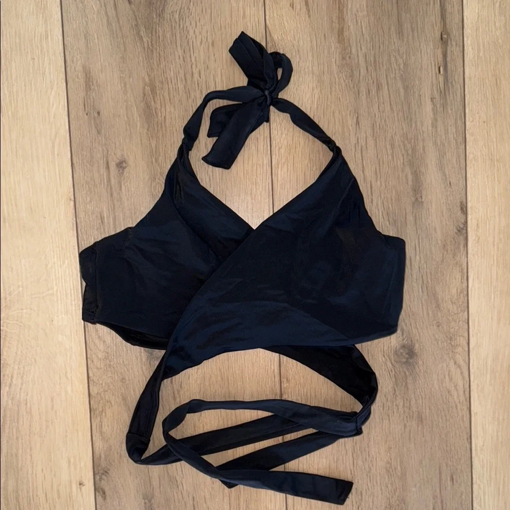 Athleta Black Wrap Halter swim Top